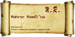 Mahrer Romána névjegykártya